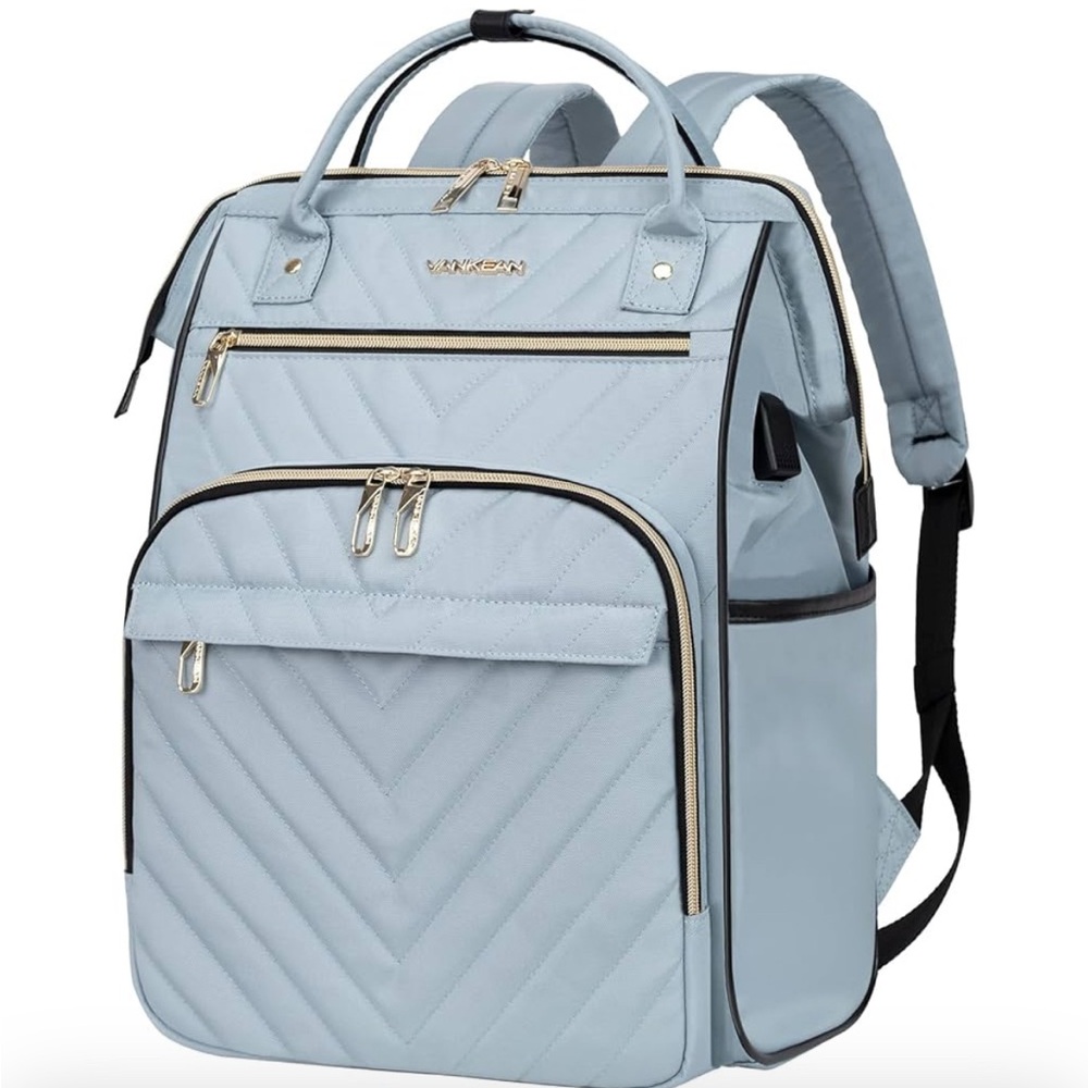 VANKEAN 17 Inch Laptop Backpack for Women wiyh Port & RFID Pockets, Light Blue
